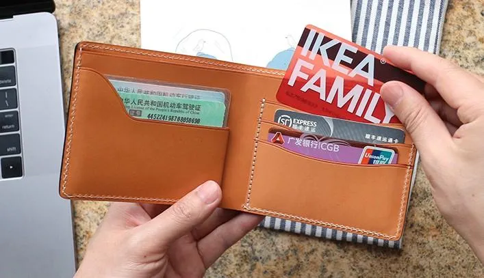 Leather Mens Small Wallet Slim Wallet Front Pocket Wallet billfold Card Wallet for Men