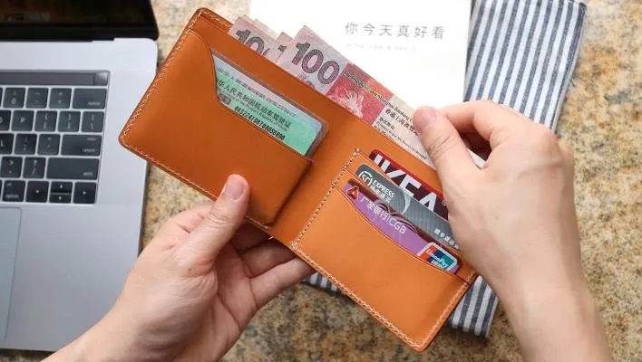 Leather Mens Small Wallet Slim Wallet Front Pocket Wallet billfold Card Wallet for Men
