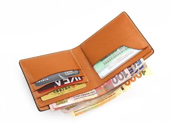 Leather Mens Small Wallet Slim Wallet Front Pocket Wallet billfold Card Wallet for Men