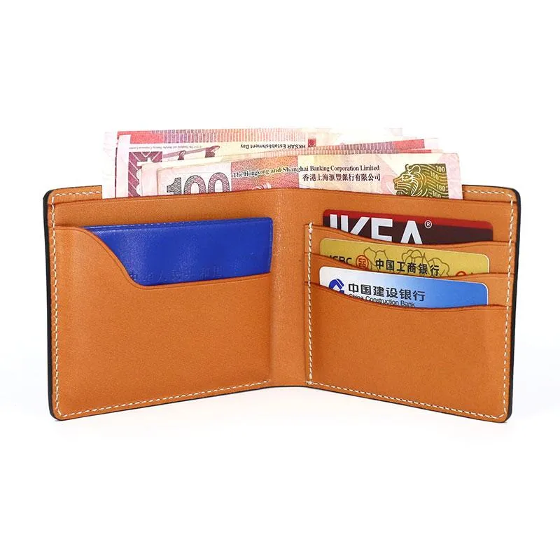 Leather Mens Small Wallet Slim Wallet Front Pocket Wallet billfold Card Wallet for Men