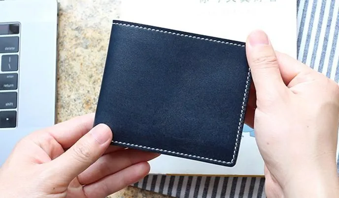 Leather Mens Small Wallet Slim Wallet Front Pocket Wallet billfold Card Wallet for Men