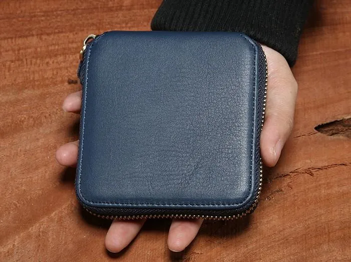 Leather Mens Zipper Cool billfold Leather Wallet Men Small Wallets Bifold for Men