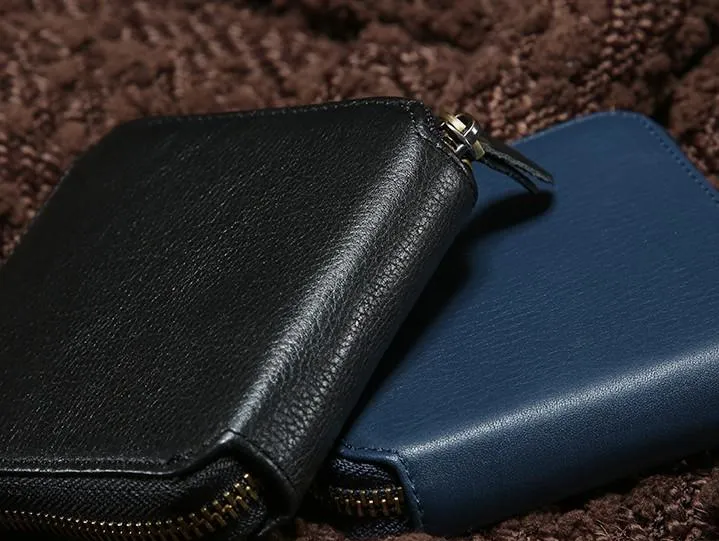 Leather Mens Zipper Cool billfold Leather Wallet Men Small Wallets Bifold for Men