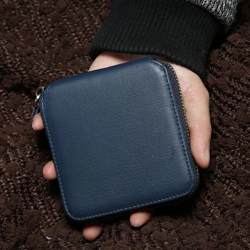 Leather Mens Zipper Cool billfold Leather Wallet Men Small Wallets Bifold for Men