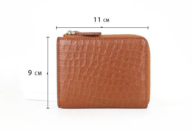Leather Mens Zipper Small Wallet Slim Wallet Front Pocket Wallet billfold Card Wallet for Men