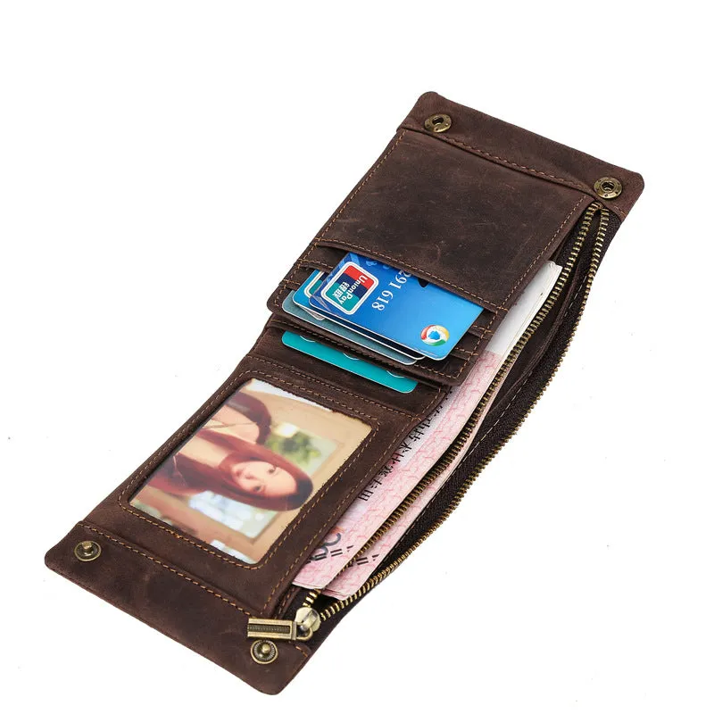 Leather Small Mens Wallet Bifold Vintage billfold Wallet for Men