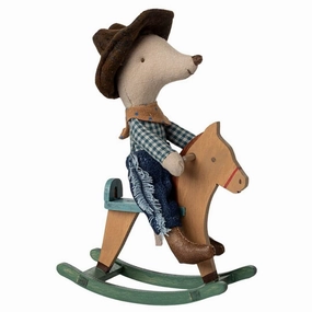 Little Brother Cowboy Mouse with Rocking Horse