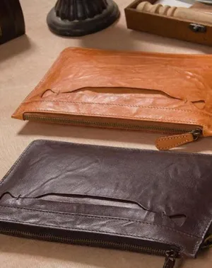 Long Leather Mens Clutch Wallet Wristlet Wallet Vintage Zipper Clutch for Men