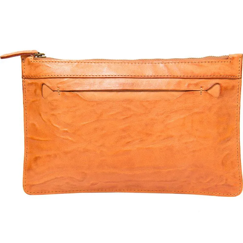 Long Leather Mens Clutch Wallet Wristlet Wallet Vintage Zipper Clutch for Men