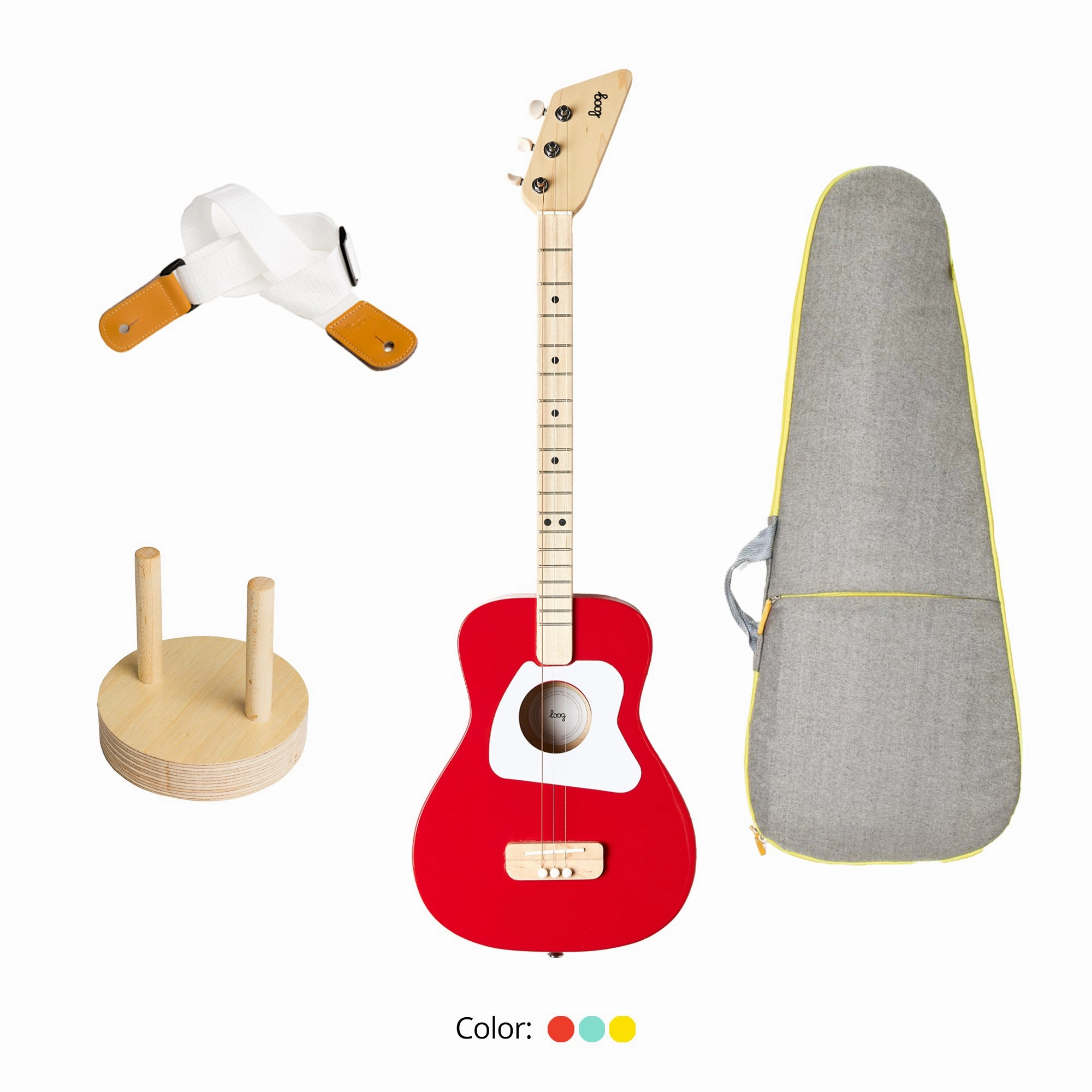 Loog Pro Acoustic Guitar Bundle with Bag, Strap and Wall Hanger (Includes FREE App, Flashcards & Chord Diagram)