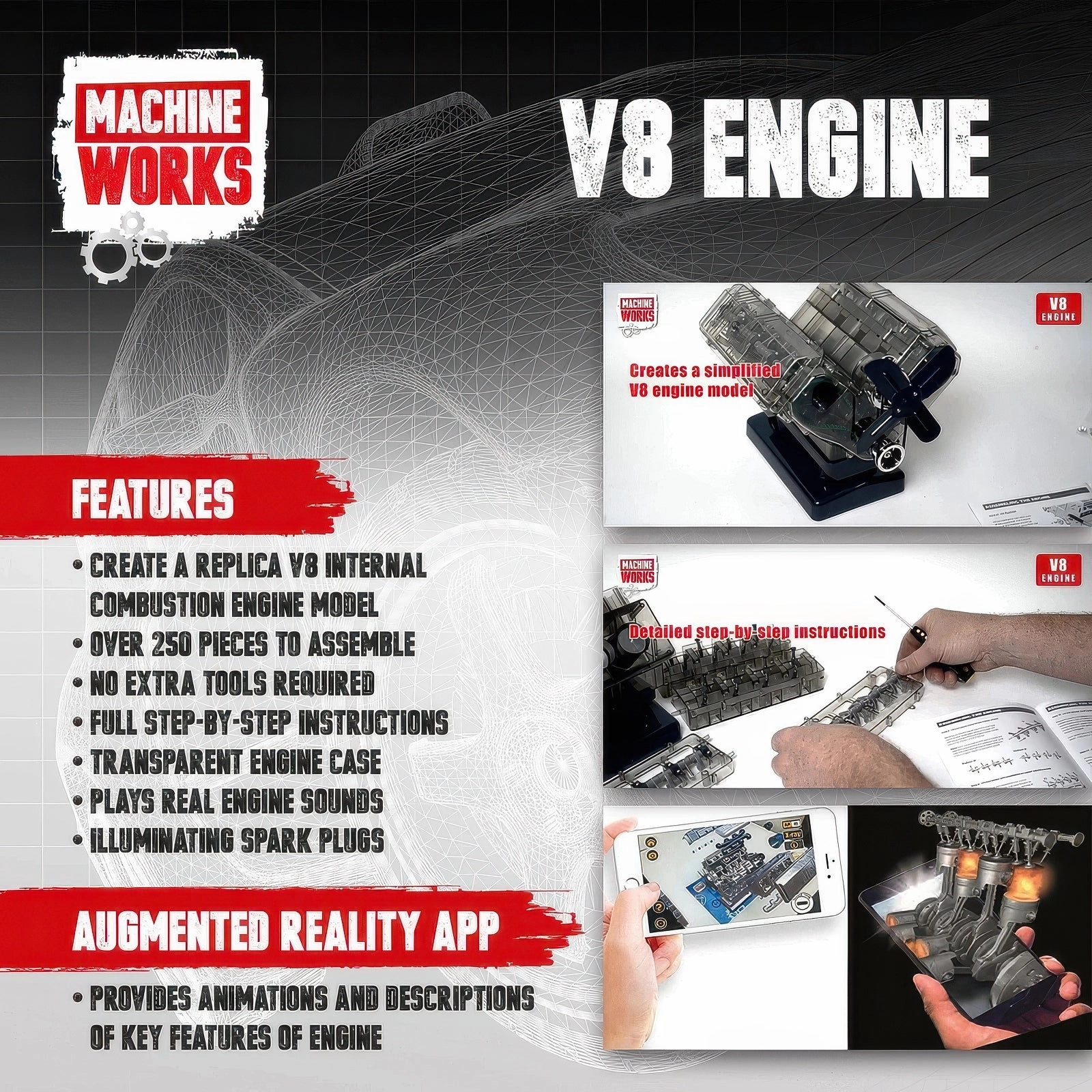 Machine Works V8 Engine Model 250 Pieces
