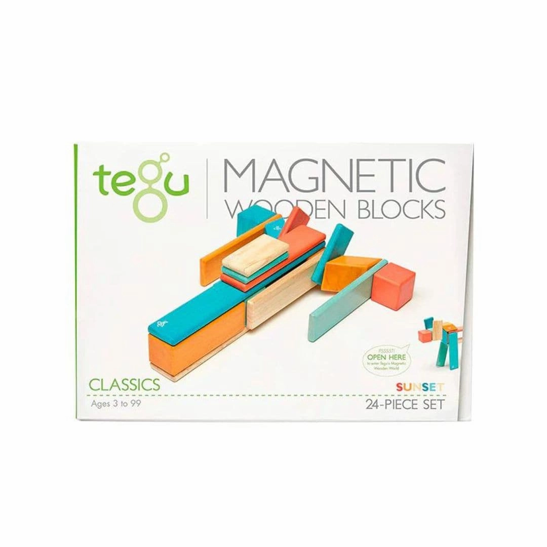 Magnetic Wooden Blocks - 24 Piece Set Sunset