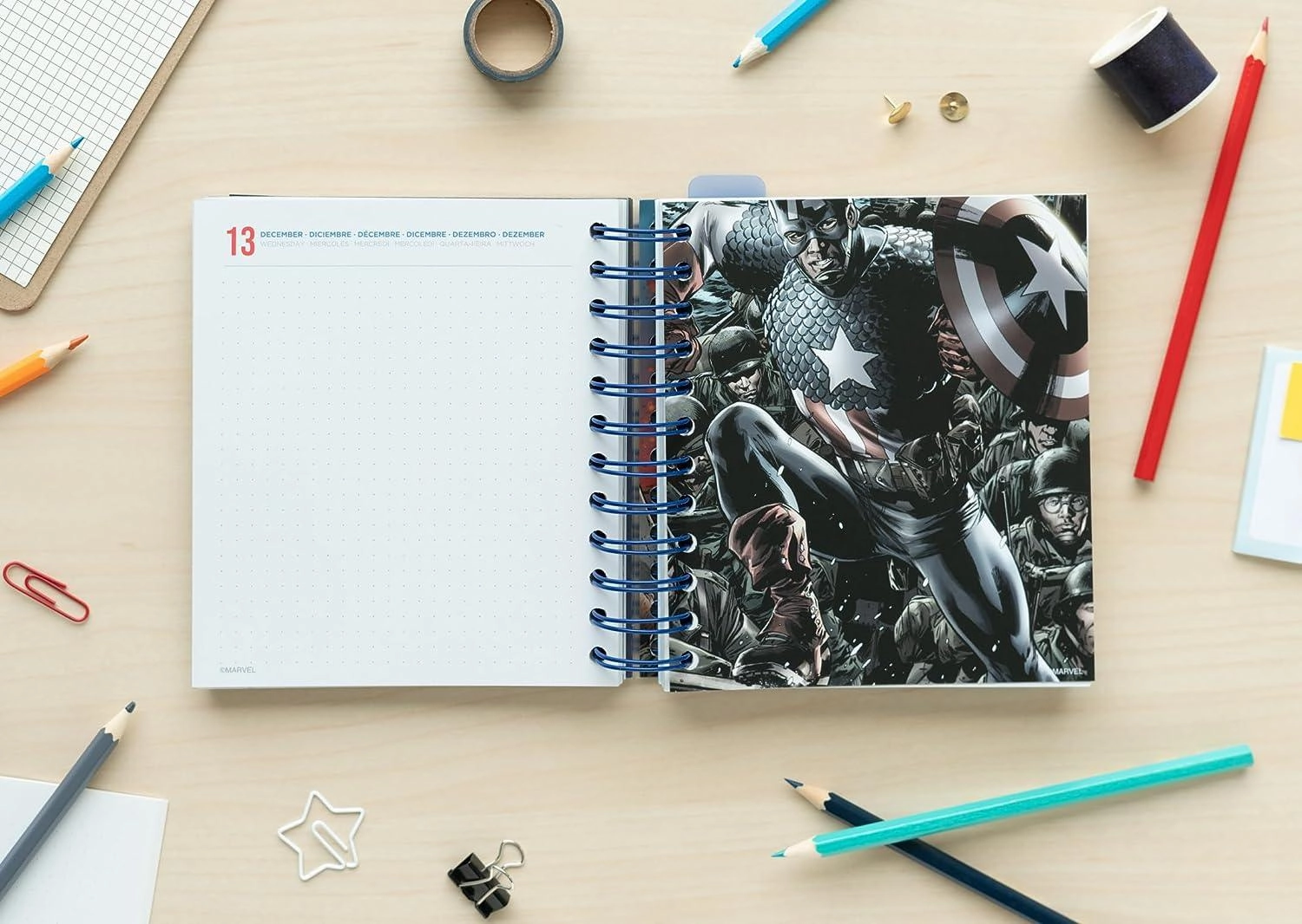 MARVEL CAPTAIN AMERICA 2023/2024 Academic Diary Day To Page 11 Months