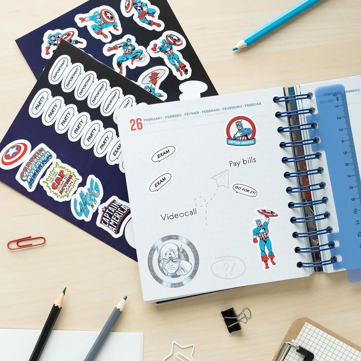 MARVEL CAPTAIN AMERICA 2023/2024 Academic Diary Day To Page 11 Months