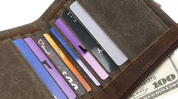 Mens Canvas Small Wallet for men Bifold Cool Men billfold Small Wallet