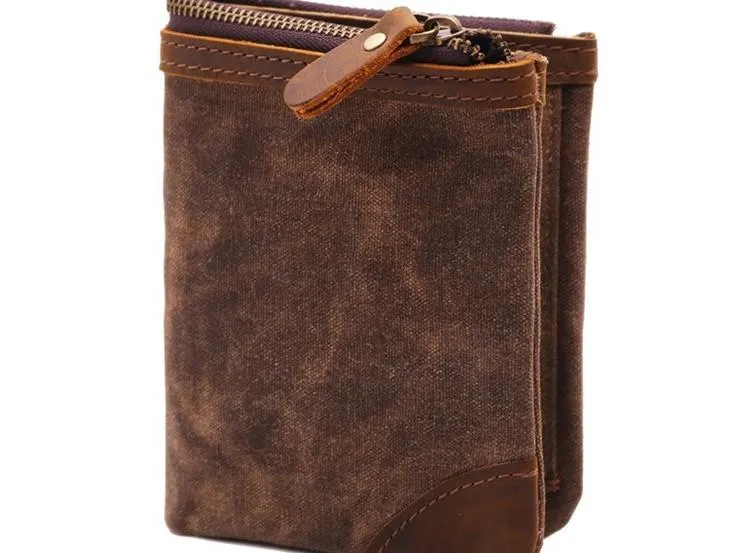 Mens Canvas Small Wallet for men Bifold Cool Men billfold Small Wallet