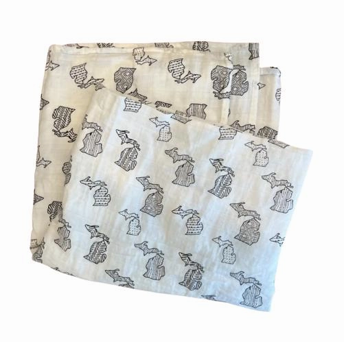 Michigan Organic Cotton Muslin Swaddle by The Bitten Mitten