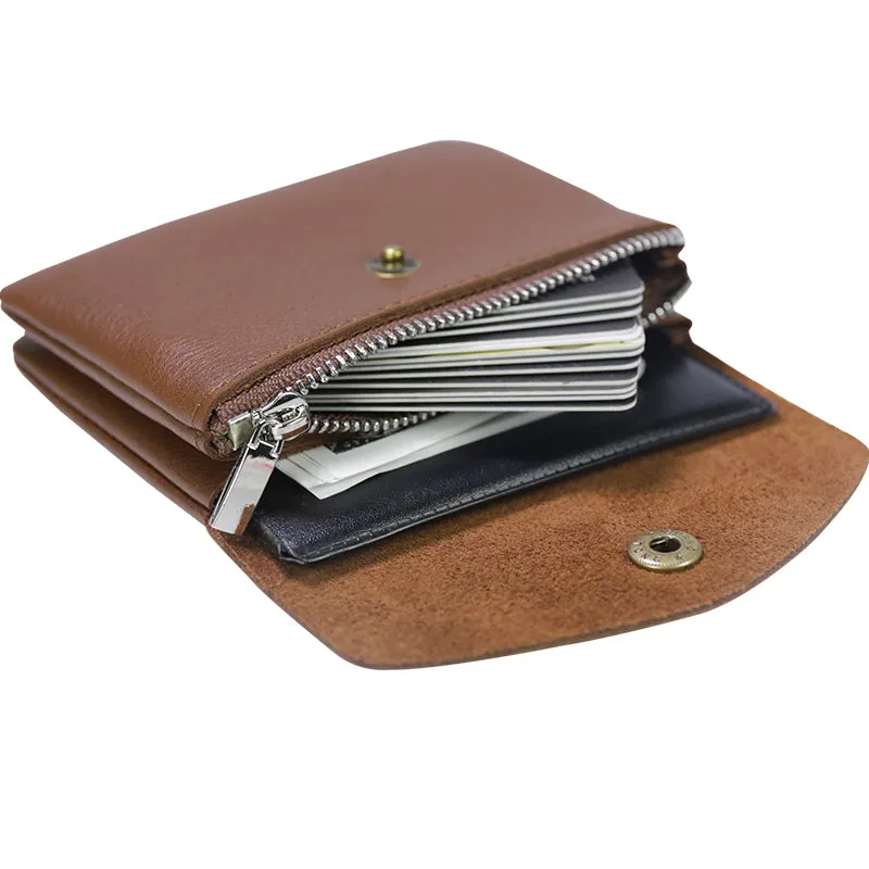 Mini Womens Wine Leather Billfold Wallet Small Wallet with Coin Pocket Envelope Wallet for Ladies
