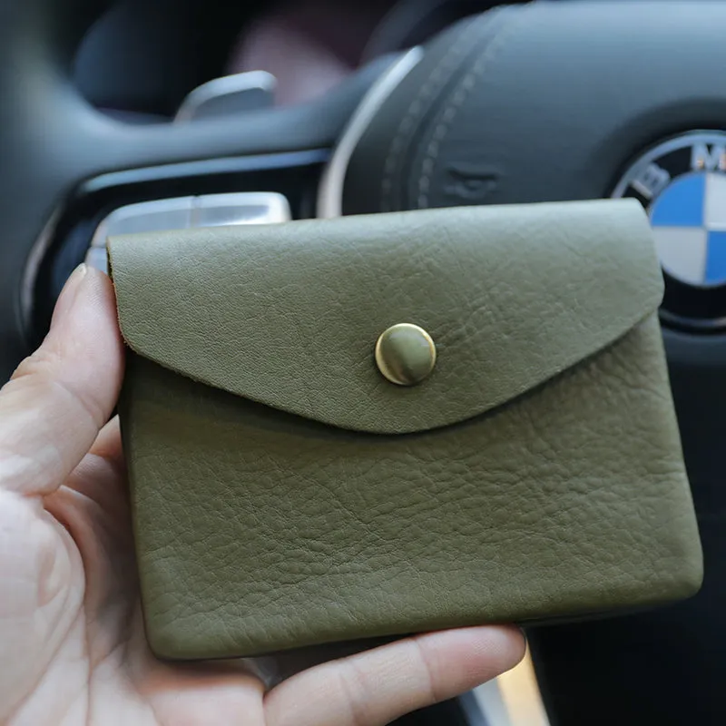 Mini Womens Wine Leather Billfold Wallet Small Wallet with Coin Pocket Envelope Wallet for Ladies