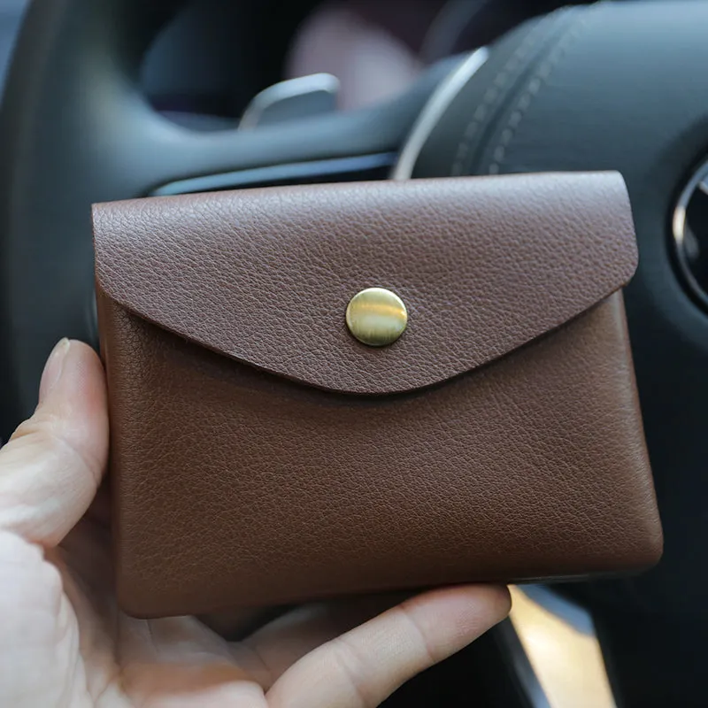 Mini Womens Wine Leather Billfold Wallet Small Wallet with Coin Pocket Envelope Wallet for Ladies