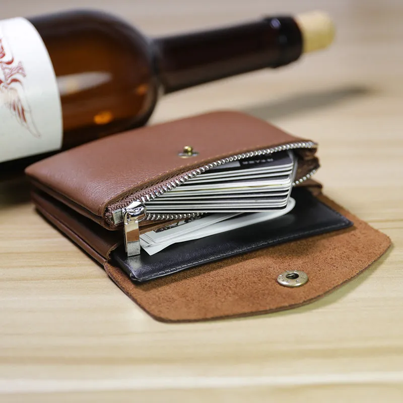 Mini Womens Wine Leather Billfold Wallet Small Wallet with Coin Pocket Envelope Wallet for Ladies