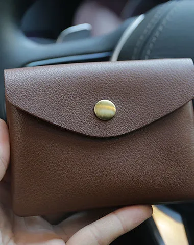 Mini Womens Wine Leather Billfold Wallet Small Wallet with Coin Pocket Envelope Wallet for Ladies