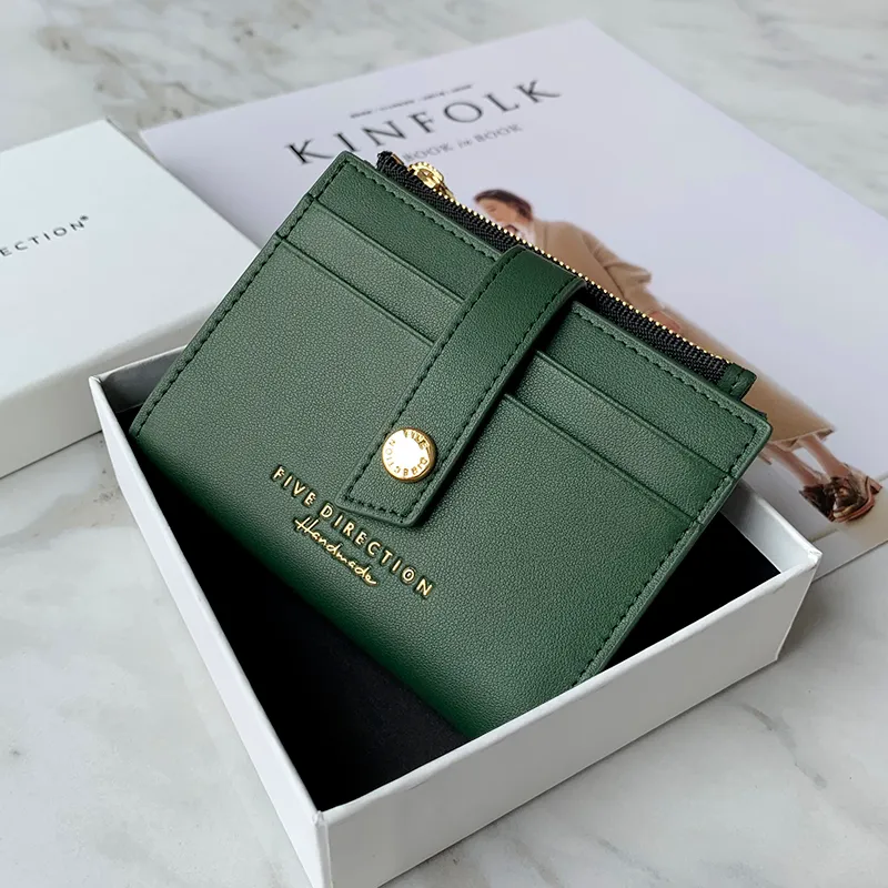 Minimalist Women Black Vegan Leather Small Wallet BILLFOLD Card Holders Slim Card Holder Wallet Credit Card Holder For Women