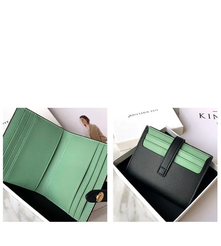 Minimalist Women Black&Red Vegan Leather Small Wallet Billfold Card Holder Card Wallets Slim Card Holders Credit Card Holder For Women