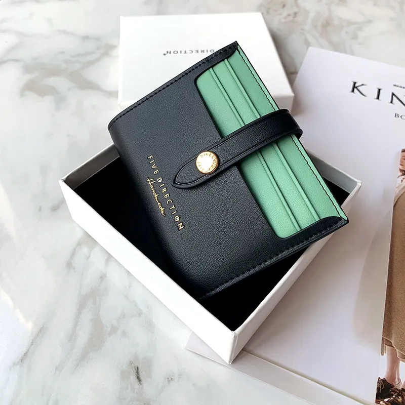 Minimalist Women Black&Red Vegan Leather Small Wallet Billfold Card Holder Card Wallets Slim Card Holders Credit Card Holder For Women