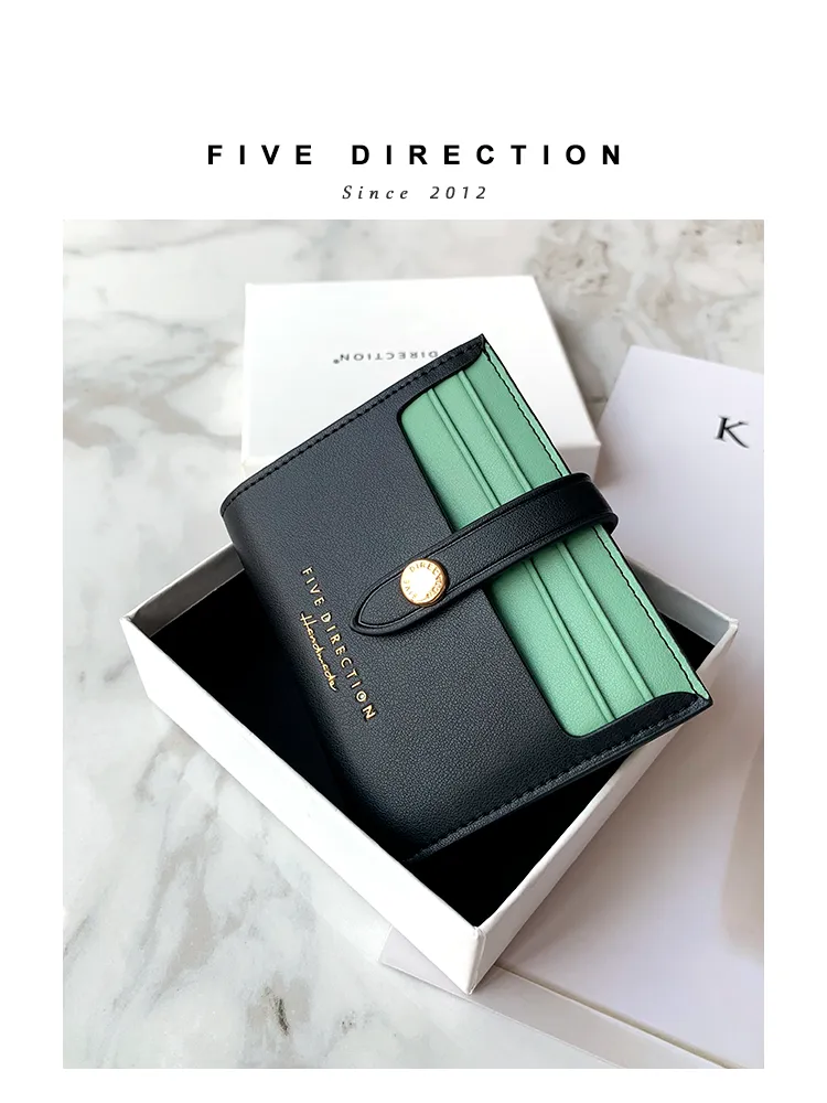Minimalist Women Black&Red Vegan Leather Small Wallet Billfold Card Holder Card Wallets Slim Card Holders Credit Card Holder For Women