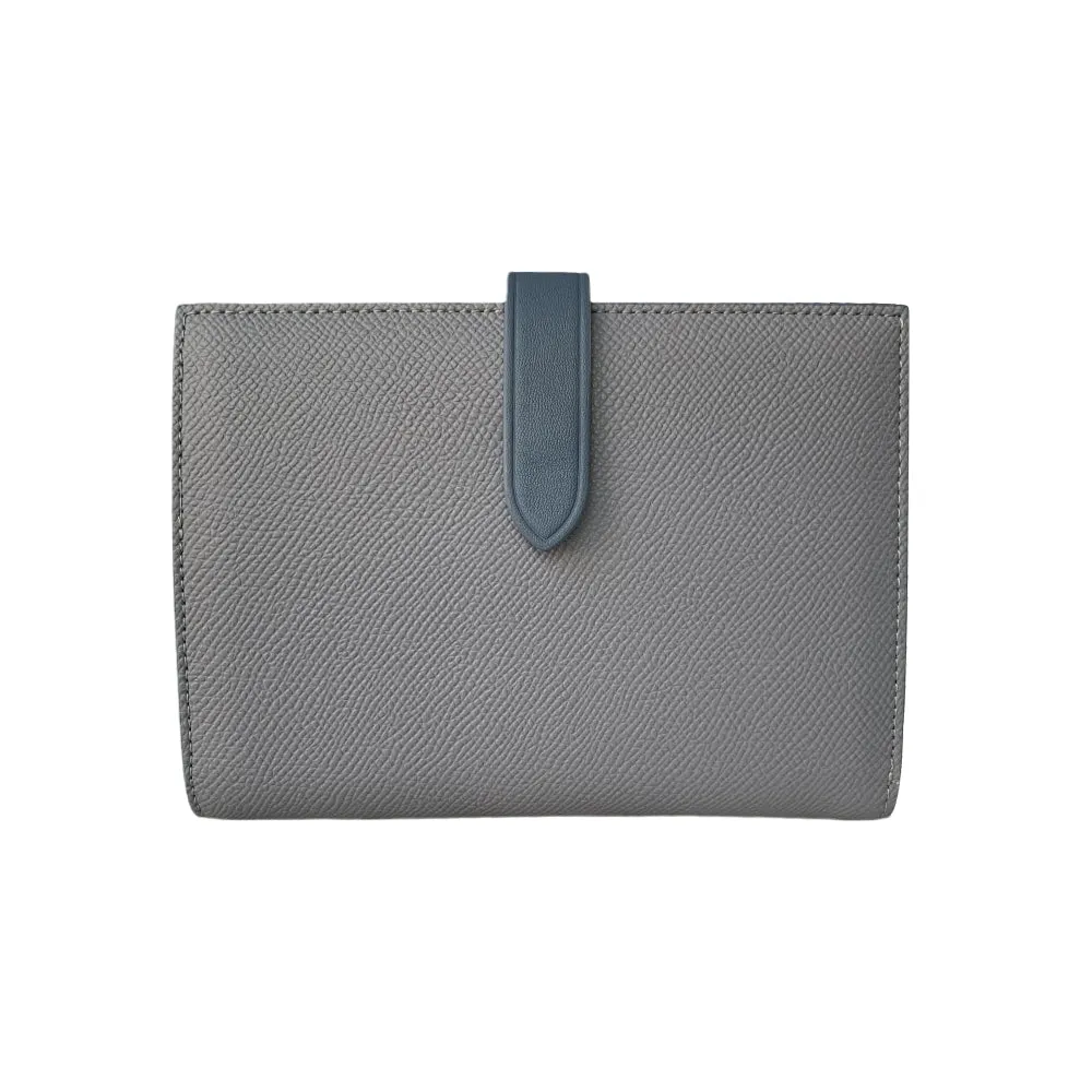Minimalist Women Gray Vegan Leather Slim Card Wallet Billfold Passport Wallet Slim Travel Wallet For Women