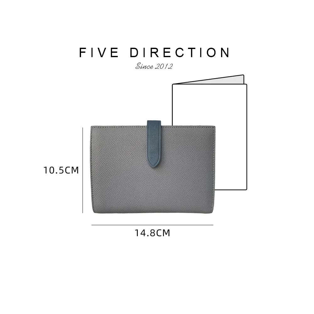 Minimalist Women Gray Vegan Leather Slim Card Wallet Billfold Passport Wallet Slim Travel Wallet For Women