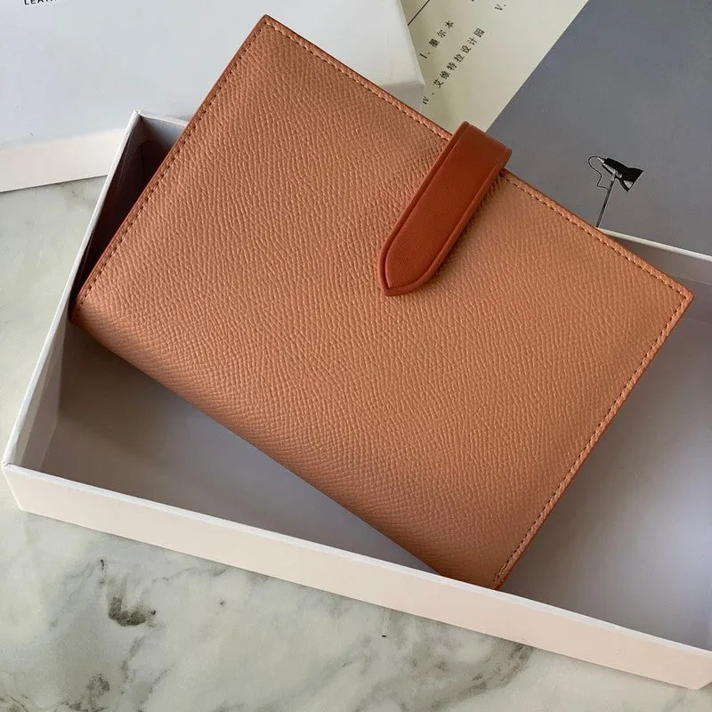 Minimalist Women Gray Vegan Leather Slim Card Wallet Billfold Passport Wallet Slim Travel Wallet For Women