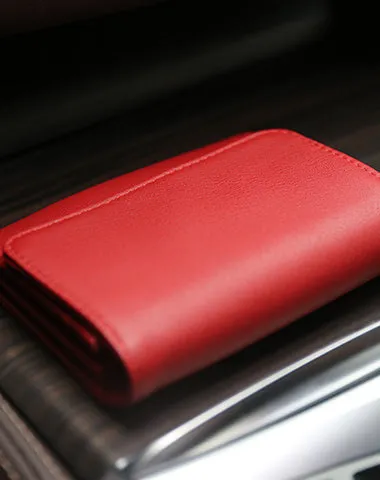 Minimalist Womens Light Pink Leather Billfold Wallet Small Wallet with Coin Pocket Slim Wallet for Ladies