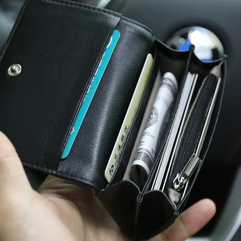Minimalist Womens Light Pink Leather Billfold Wallet Small Wallet with Coin Pocket Slim Wallet for Ladies
