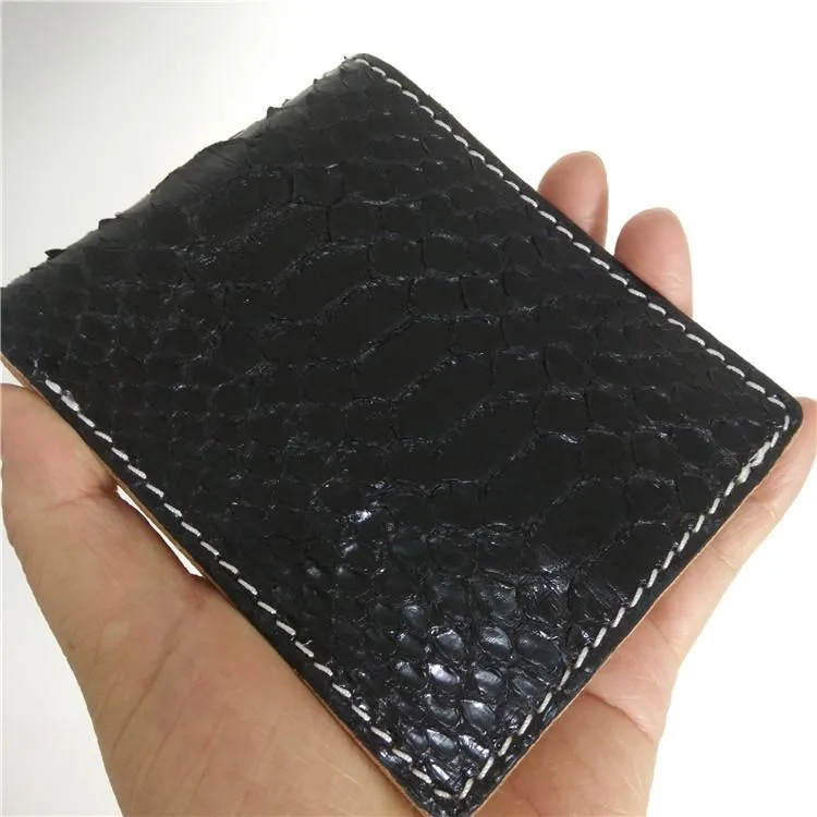 [On Sale] Handmade Cool Mens Snake Skin Small Wallet Slim Bifold billfold Wallet