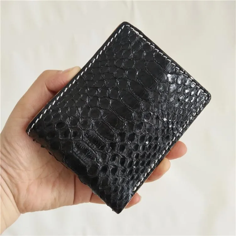 [On Sale] Handmade Cool Mens Snake Skin Small Wallet Slim Bifold billfold Wallet