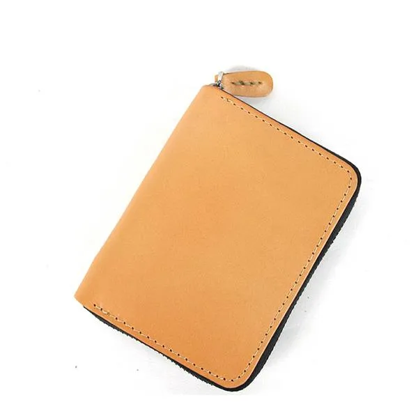 [On Sale] Handmade Cool Mens Zippers Leather Small Wallet billfold Wallets with Zippers