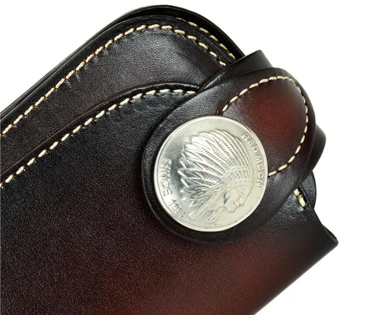 [On Sale] Handmade Mens Leather Biker Chain Wallet Cool Long Biker Wallet with Chain