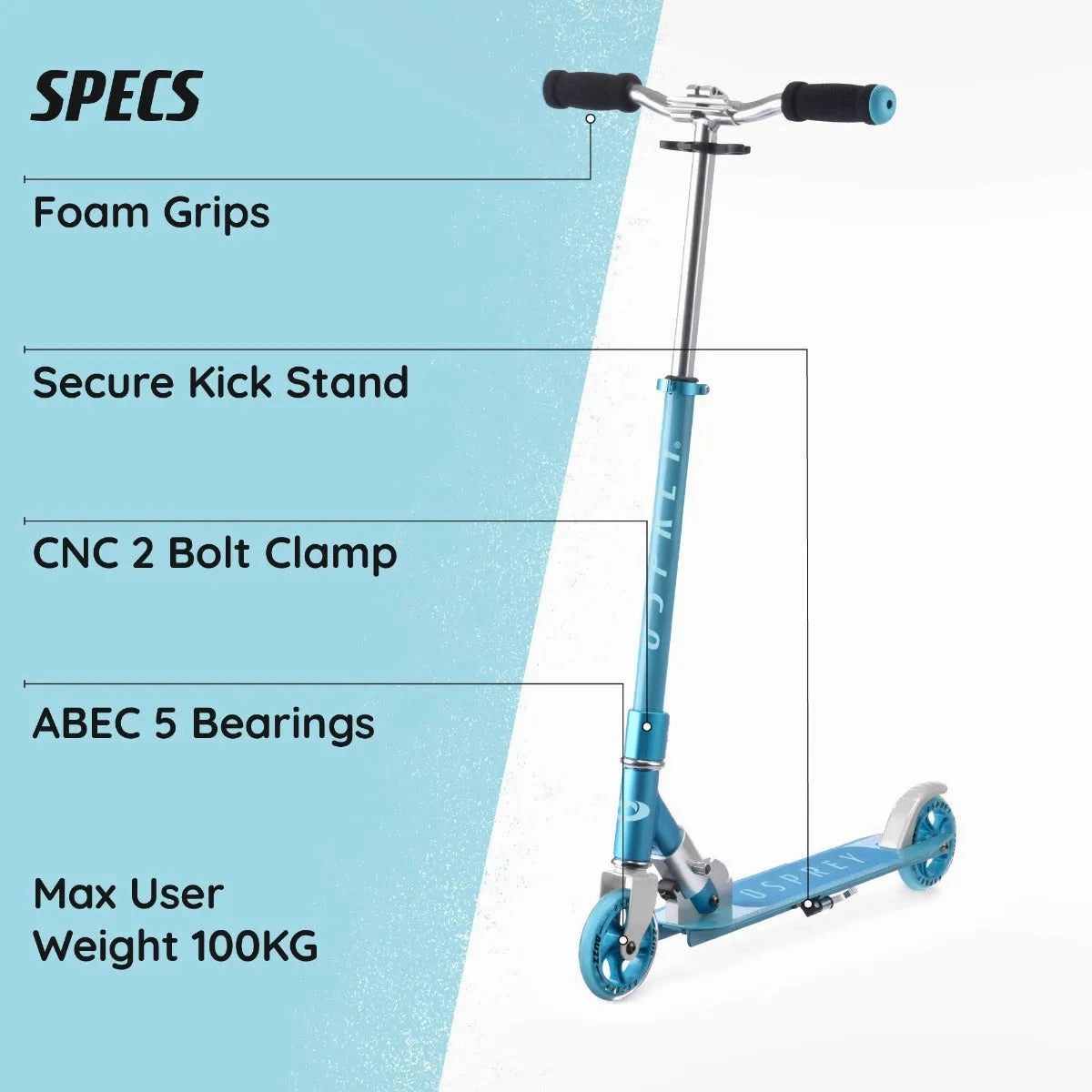 Osprey Buzz  Kids Folding Scooter - Blue