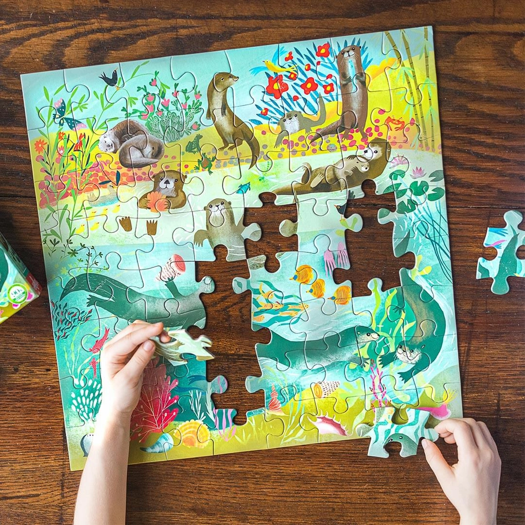 Otters At Play - 64 Piece Jigsaw Puzzle
