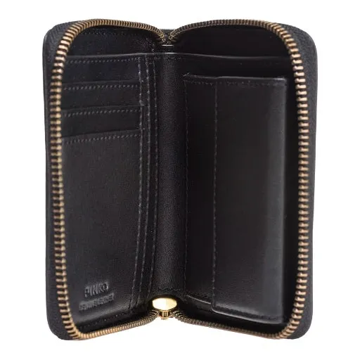 P.I.N.K.O Taylor Zip Around Calf Silk Black Wallet