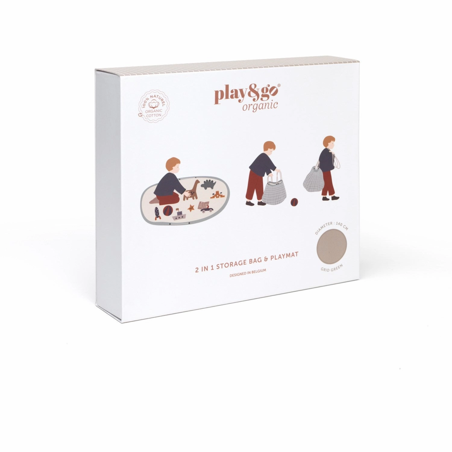 Play&Go Organic Grid Green 2-in-1 Playmat