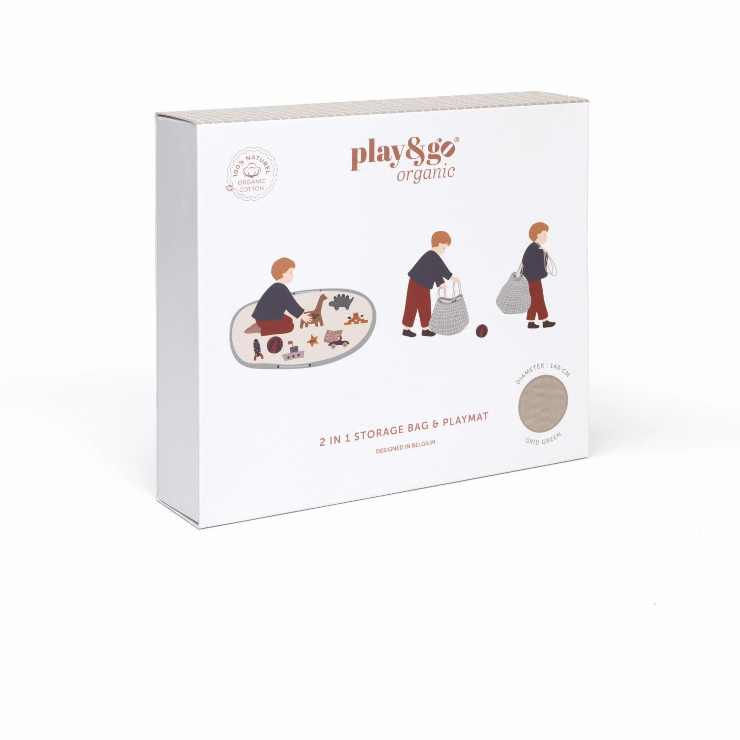 Play&Go Organic Grid Green 2-in-1 Playmat