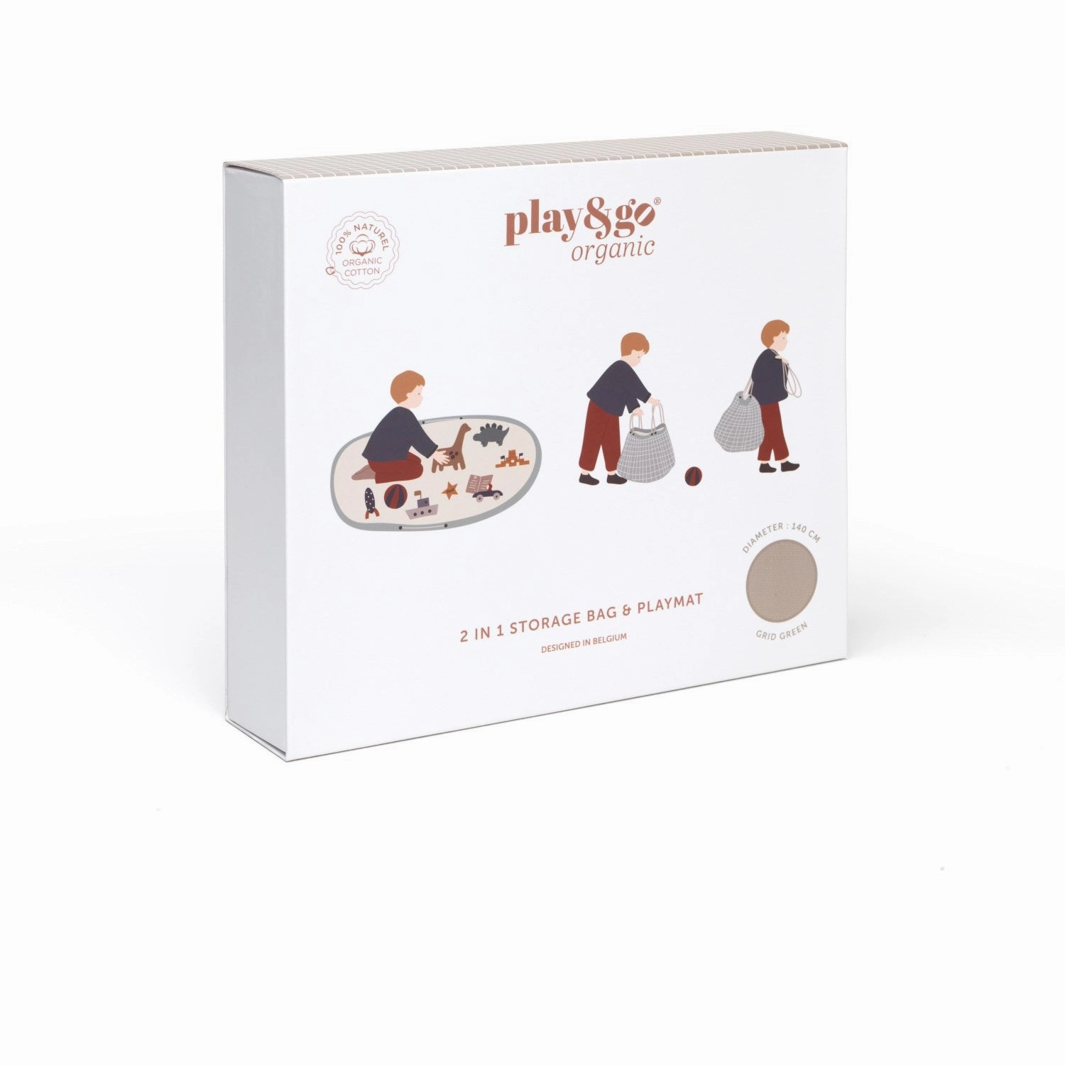 Play&Go Organic Grid Green 2-in-1 Playmat