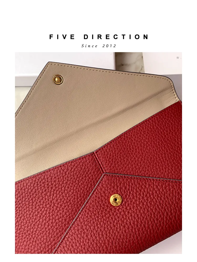 Red Envelope Leather Womens Long Wallet Slim Clutch Checkbook Wallet for Women