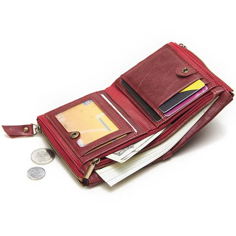 RFID Brown Leather Men's Small Blue Bifold Business Wallet Black Slim billfold Wallet Coin Purse For Men