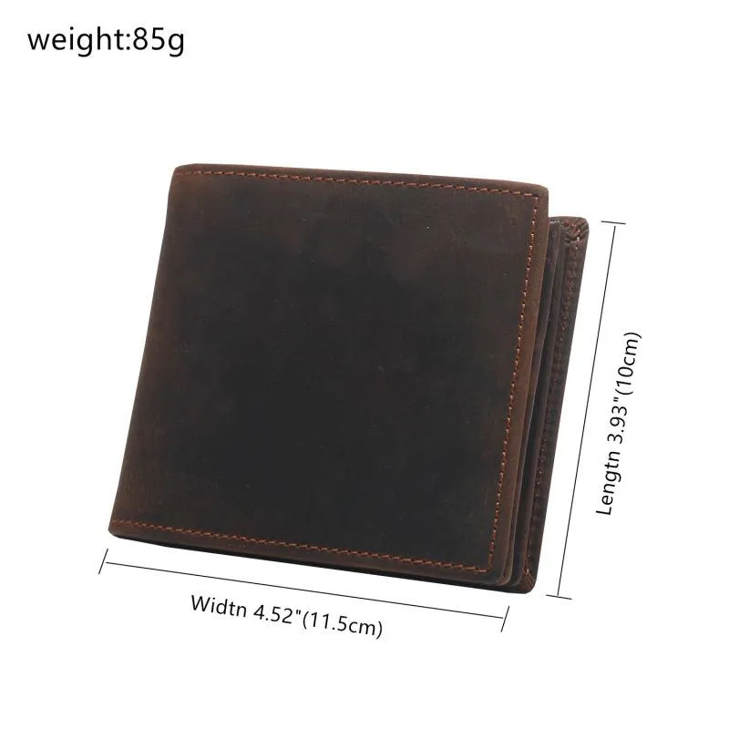RFID Leather Mens Small Bifold Wallet billfold Wallets Front Pocket Wallets for Men