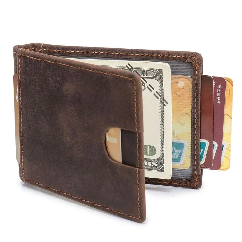 RFID Leather Slim Mens Small Wallet billfold Bifold Wallet Front Pocket Wallet for Men