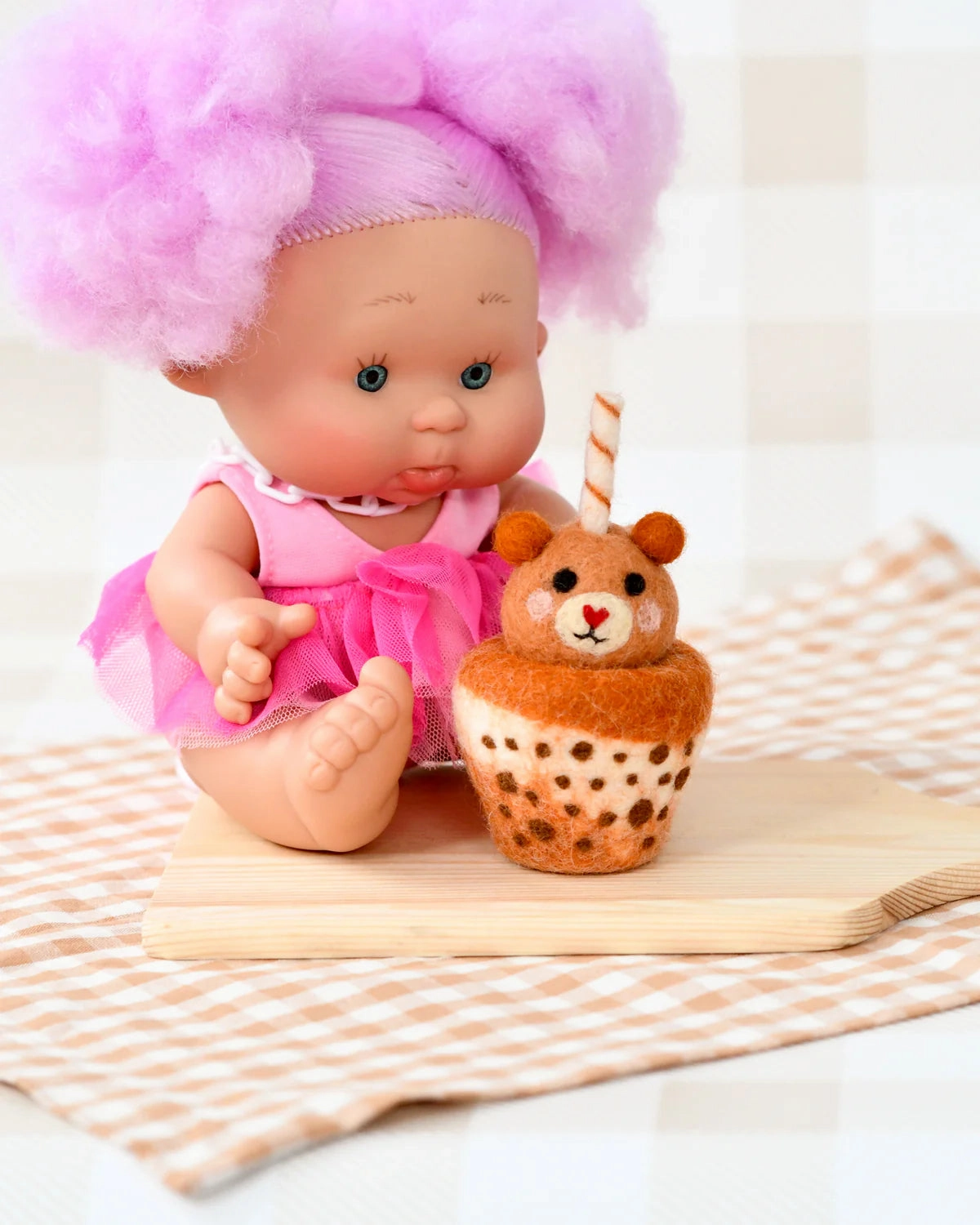 Sale Felt Bear Boba Bubble Tea Drink